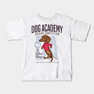 Dog Academy Digging Competition Kids T-Shirt